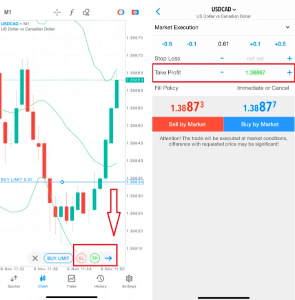 mobile take profit fxpro